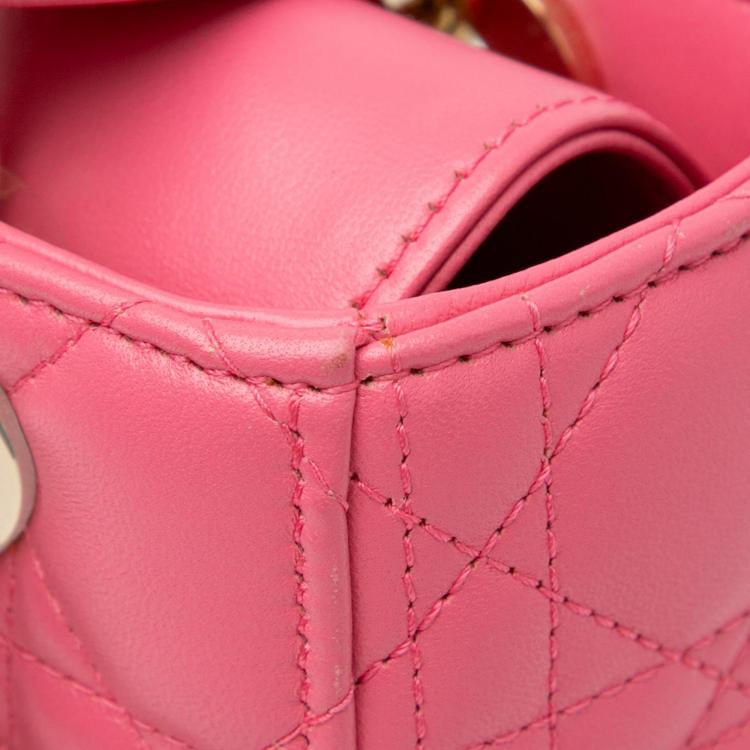 Pre Owned Dior Pink Small Lambskin Cannage My ABCDior Lady Dior