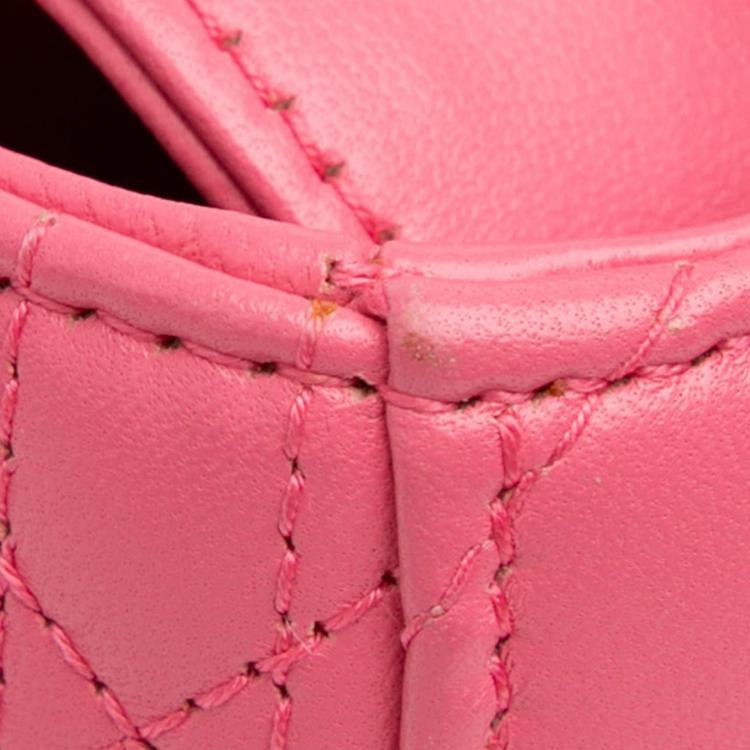 Pre Owned Dior Pink Small Lambskin Cannage My ABCDior Lady Dior