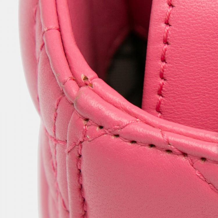 Pre Owned Dior Pink Small Lambskin Cannage My ABCDior Lady Dior