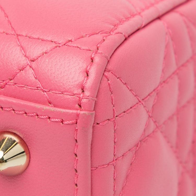 Pre Owned Dior Pink Small Lambskin Cannage My ABCDior Lady Dior