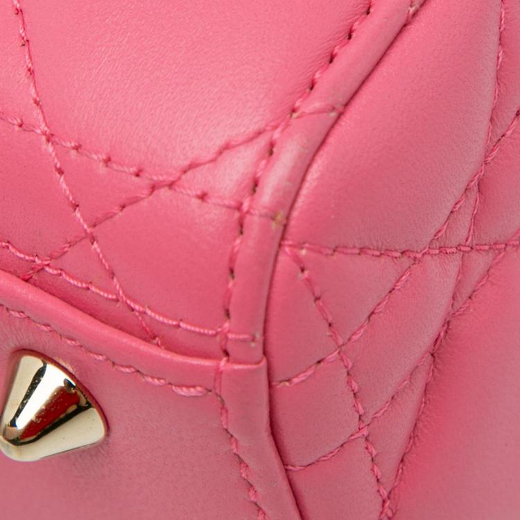 Pre Owned Dior Pink Small Lambskin Cannage My ABCDior Lady Dior