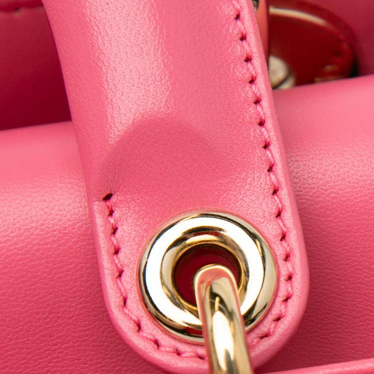Pre Owned Dior Pink Small Lambskin Cannage My ABCDior Lady Dior