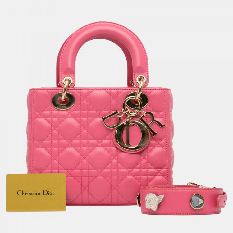 Pre Owned Dior Pink Small Lambskin Cannage My ABCDior Lady Dior
