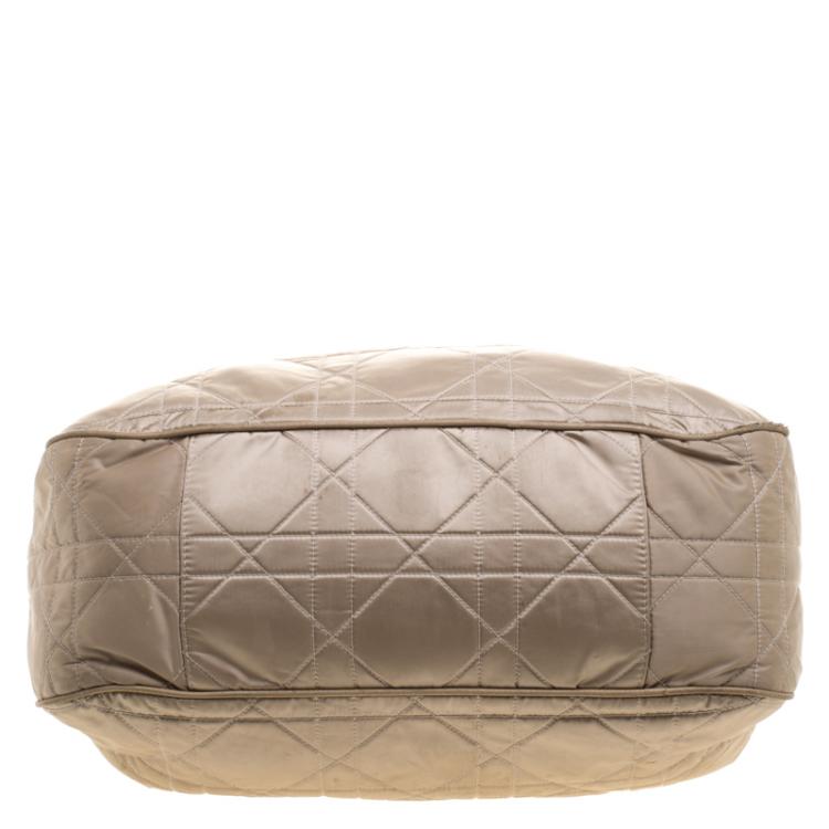 Pre Owned Dior Beige Cannage Nylon Drawstring Hobo