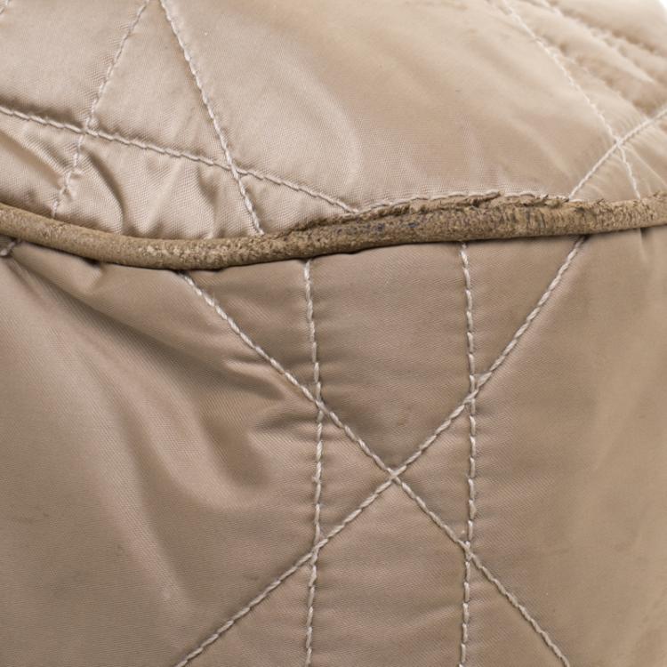 Pre Owned Dior Beige Cannage Nylon Drawstring Hobo