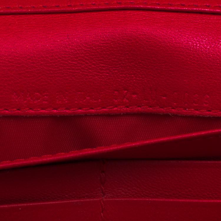Pre Owned Dior Red Cannage Leather Wallet on Chain