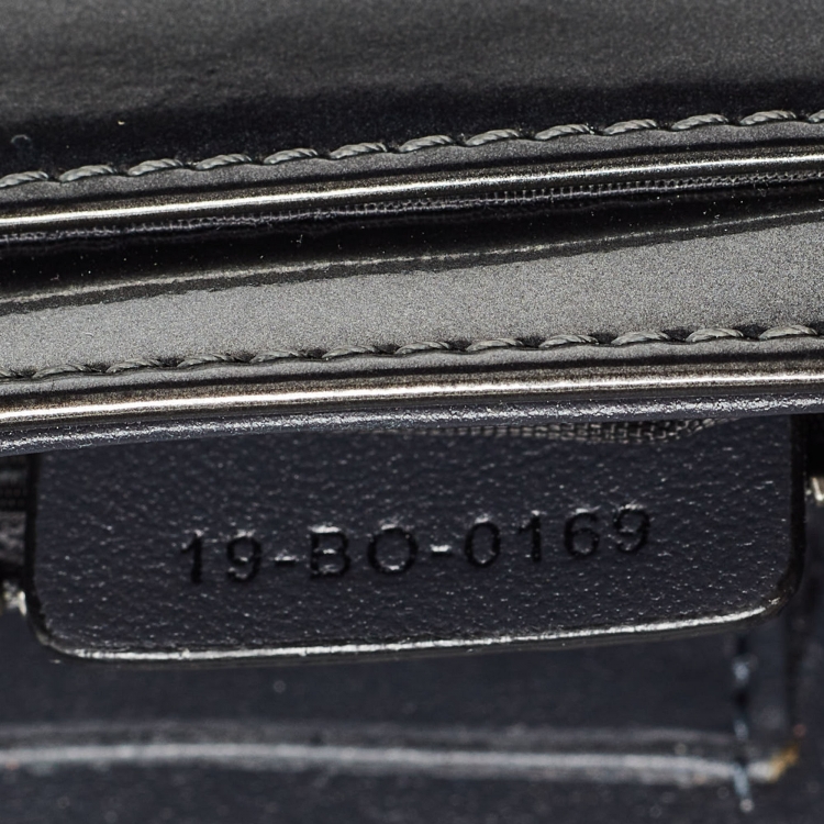 Pre Owned Dior Dark Grey Micro Cannage Patent Leather Diorama Wallet on Chain