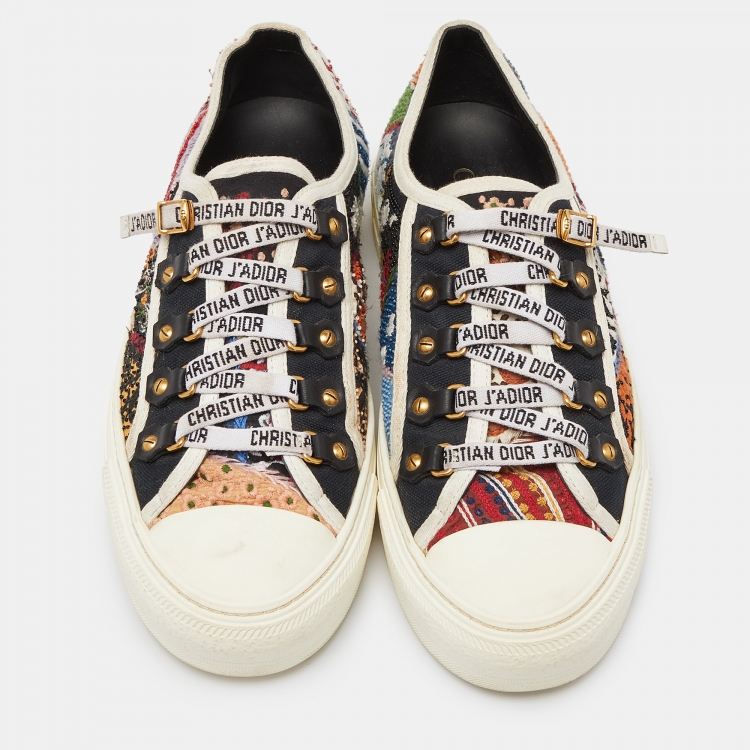 Pre Owned Dior Multicolor Canvas Walk'n'Dior Sneakers Size 38.5