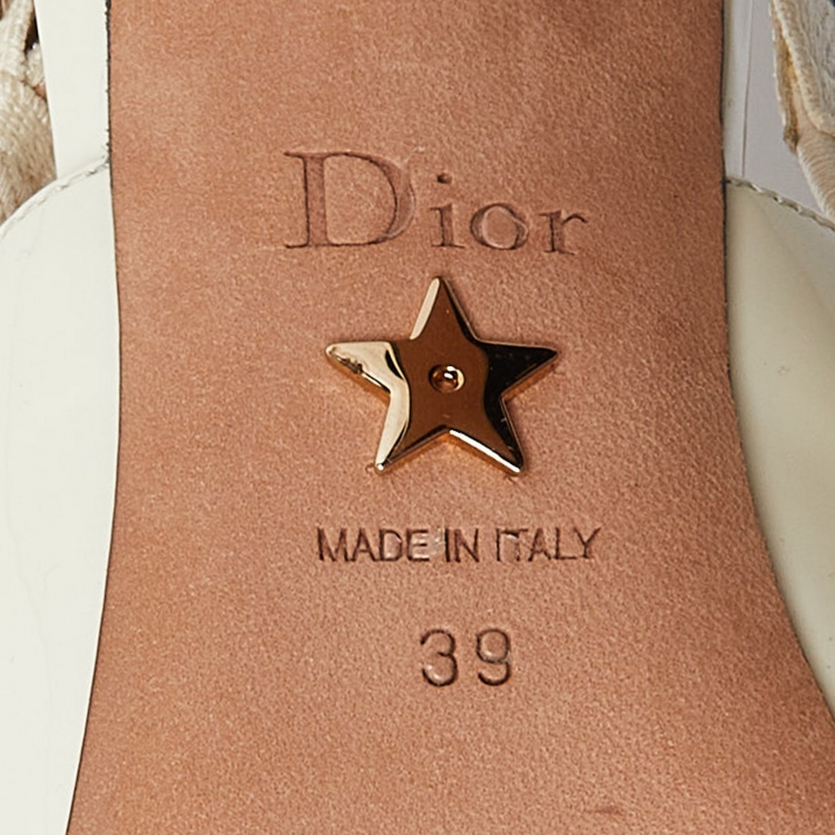 Pre Owned Dior Off White Patent J'Adior Slingback Pumps Size 39