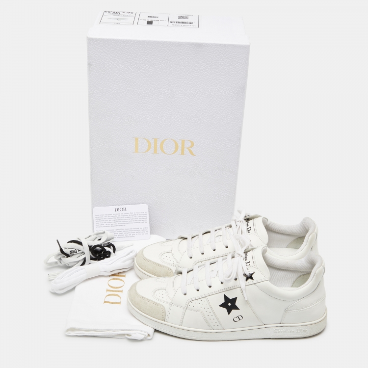 Pre Owned Dior White Leather and Suede D-star Sneakers Size 38.5