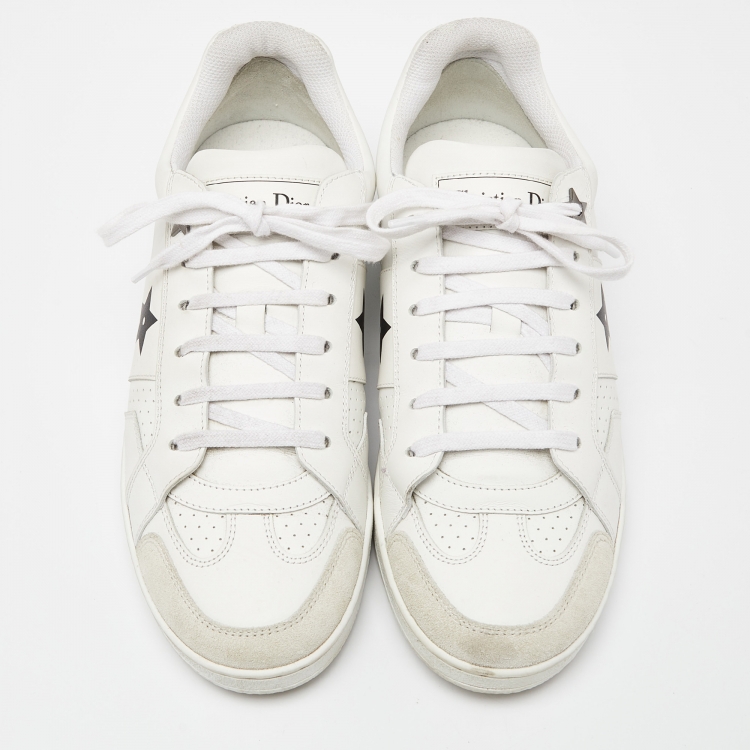 Pre Owned Dior White Leather and Suede D-star Sneakers Size 38.5