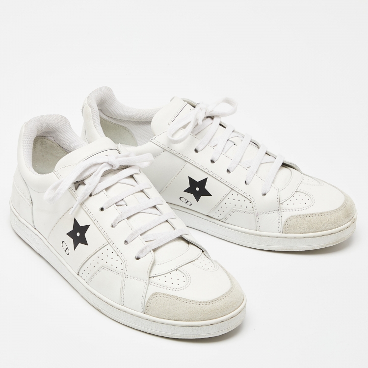Pre Owned Dior White Leather and Suede D-star Sneakers Size 38.5