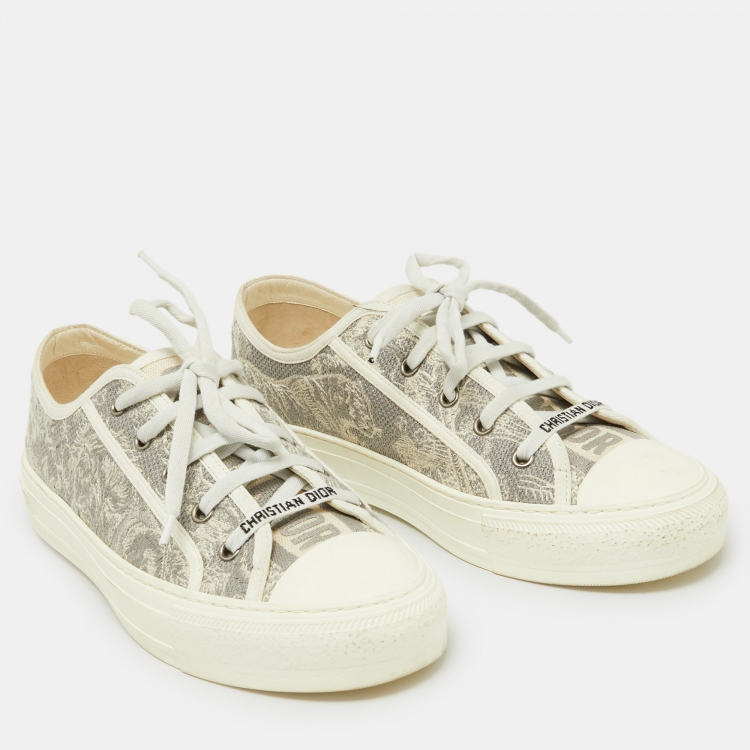 Pre Owned Dior Grey/White Canvas and Rubber Walk'n'Dior Low Top Sneakers Size 40