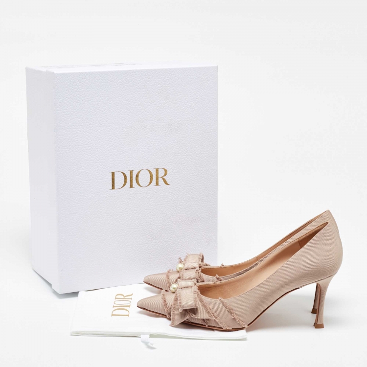 Pre Owned Dior Dusty Pink Fringed Grosgrain Adiorable Pumps Size 39
