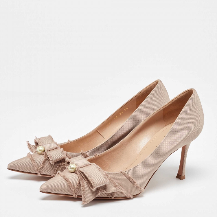 Pre Owned Dior Dusty Pink Fringed Grosgrain Adiorable Pumps Size 39