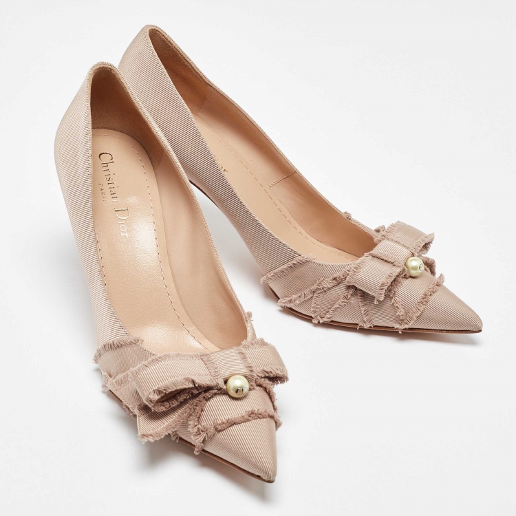 Pre Owned Dior Dusty Pink Fringed Grosgrain Adiorable Pumps Size 39