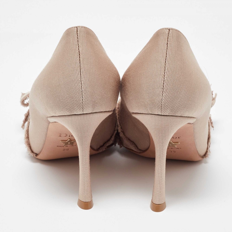Pre Owned Dior Dusty Pink Fringed Grosgrain Adiorable Pumps Size 39