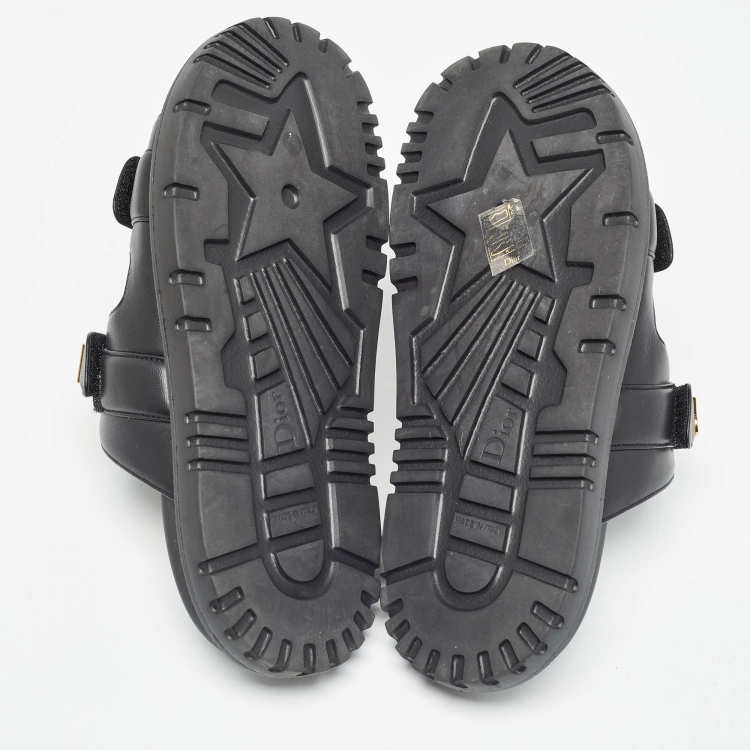 Pre Owned Dior Black Leather DiorAct Flat Slides Size 38 