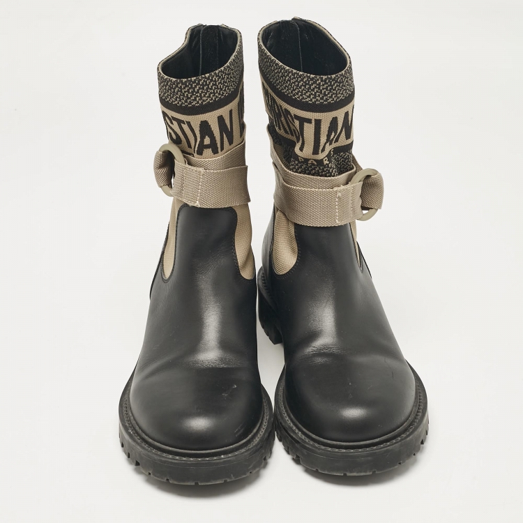 Pre Owned Dior Black Leather D-major Ankle Boots Size 37.5