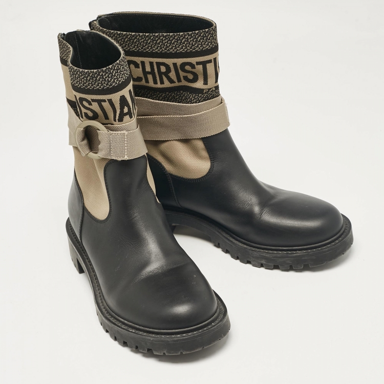 Pre Owned Dior Black Leather D-major Ankle Boots Size 37.5