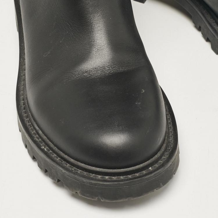 Pre Owned Dior Black Leather D-major Ankle Boots Size 37.5