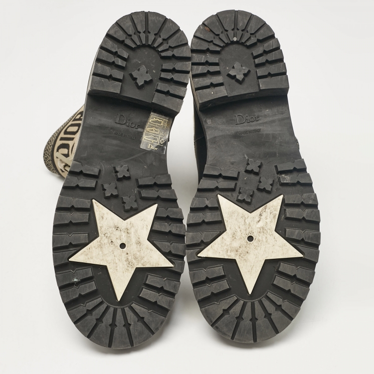 Pre Owned Dior Black Leather D-major Ankle Boots Size 37.5