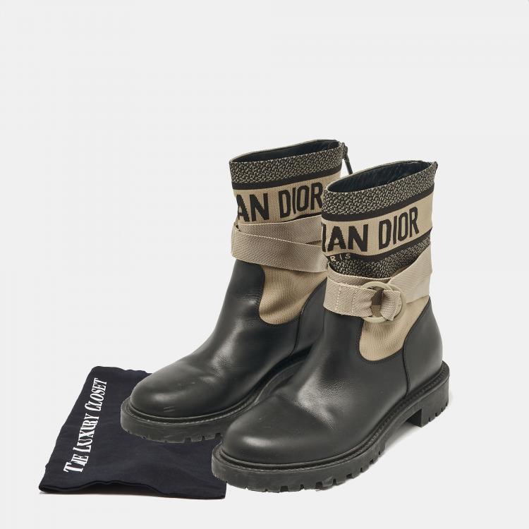 Pre Owned Dior Black Leather D-major Ankle Boots Size 37.5