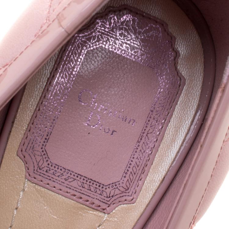 Pre Owned Dior Blush Pink Quilted Cannage Leather Bow Peep Toe Pumps Size 38