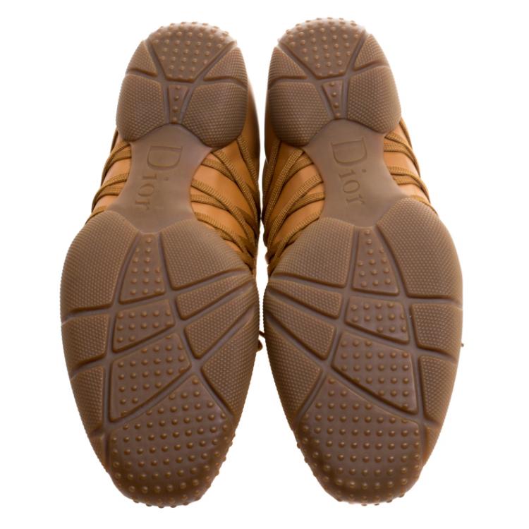 Pre Owned Dior Brown Leather Lace Up Sneakers Size 39.5
