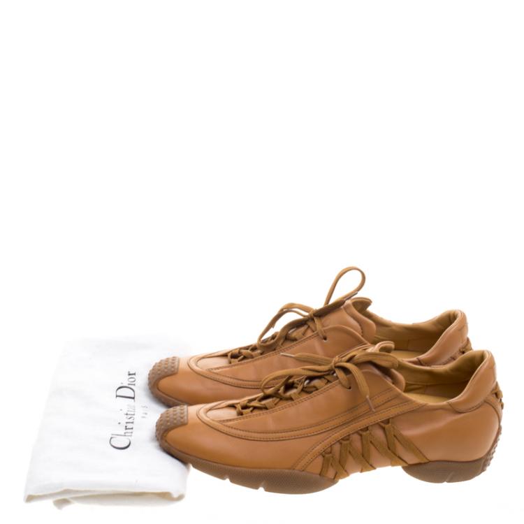 Pre Owned Dior Brown Leather Lace Up Sneakers Size 39.5