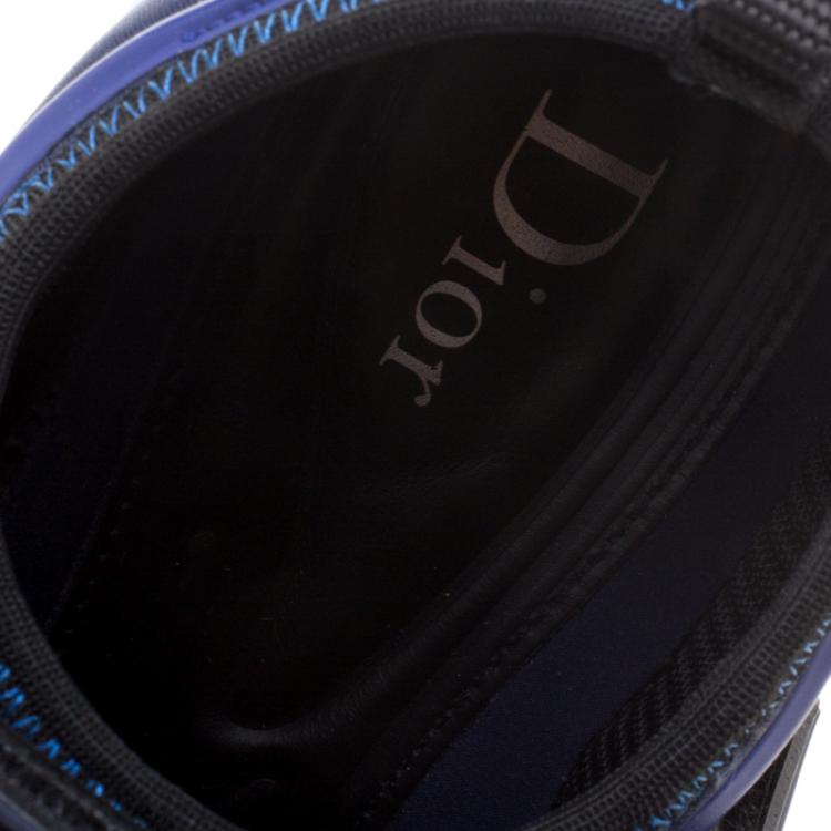 Pre Owned Dior Blue Crystal And Sequins Embellished Fabric Fusion Sneakers Size 37.5