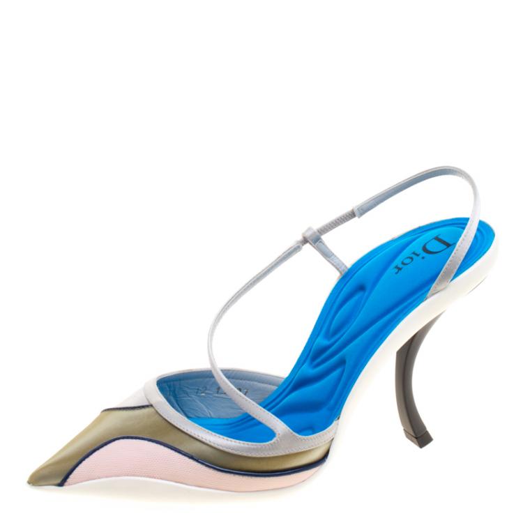 Pre Owned Dior Mulitcolor Leather Defile Cruise Pointed Toe Sandals Size 37