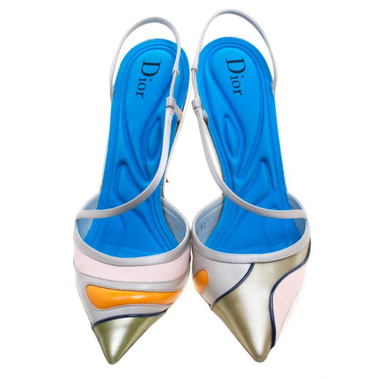 Pre Owned Dior Mulitcolor Leather Defile Cruise Pointed Toe Sandals Size 37