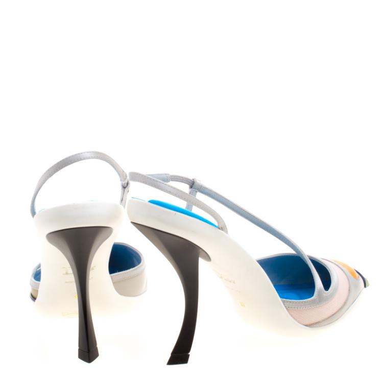 Pre Owned Dior Mulitcolor Leather Defile Cruise Pointed Toe Sandals Size 37