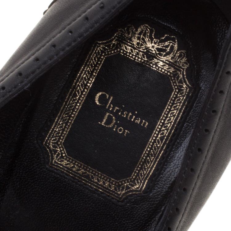 Pre Owned Dior Black Perforated Leather Buckle Pumps Size 39