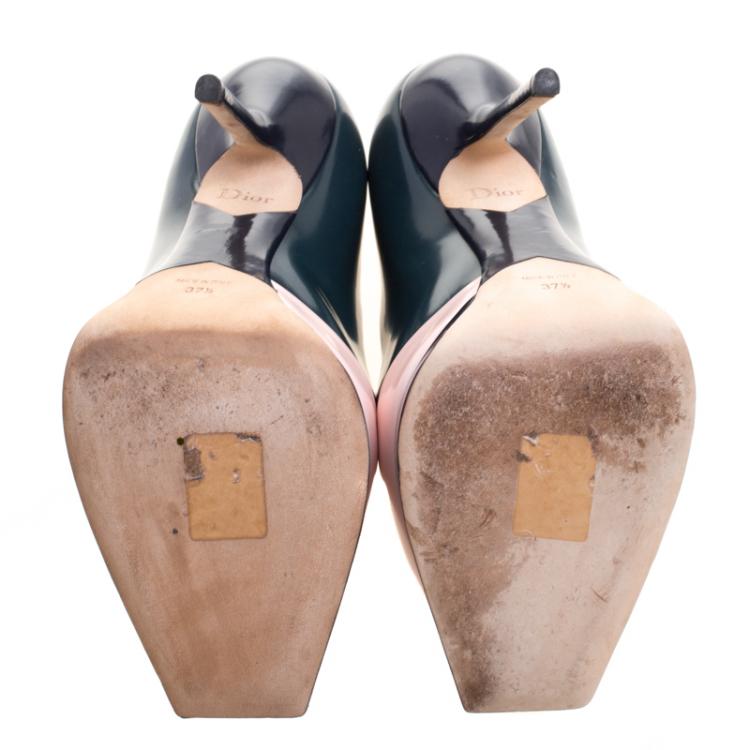 Pre Owned Dior Tricolor Cutout Leather Regard Platform Pumps Size 37.5
