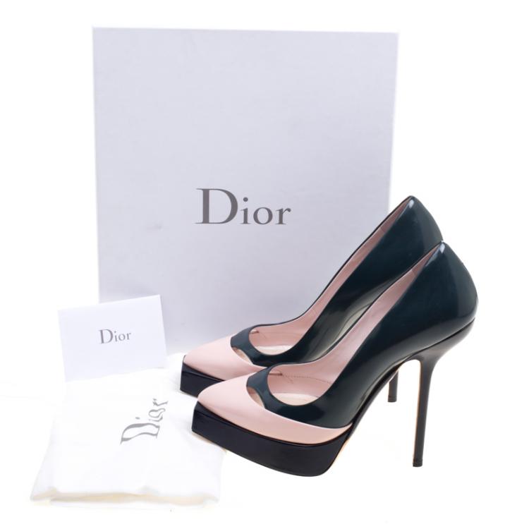 Pre Owned Dior Tricolor Cutout Leather Regard Platform Pumps Size 37.5