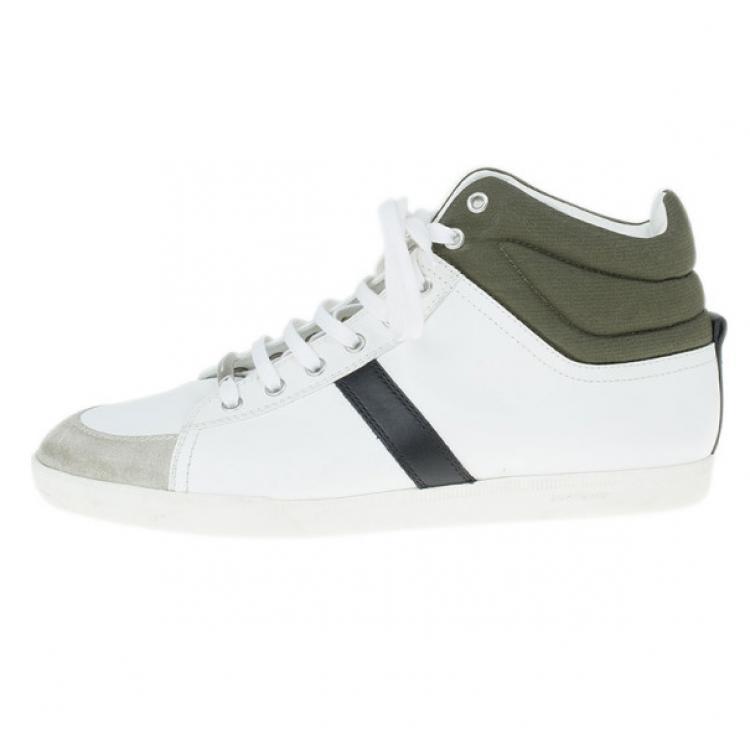 Pre Owned Dior Two-Tone Leather High Top Sneakers Size 43