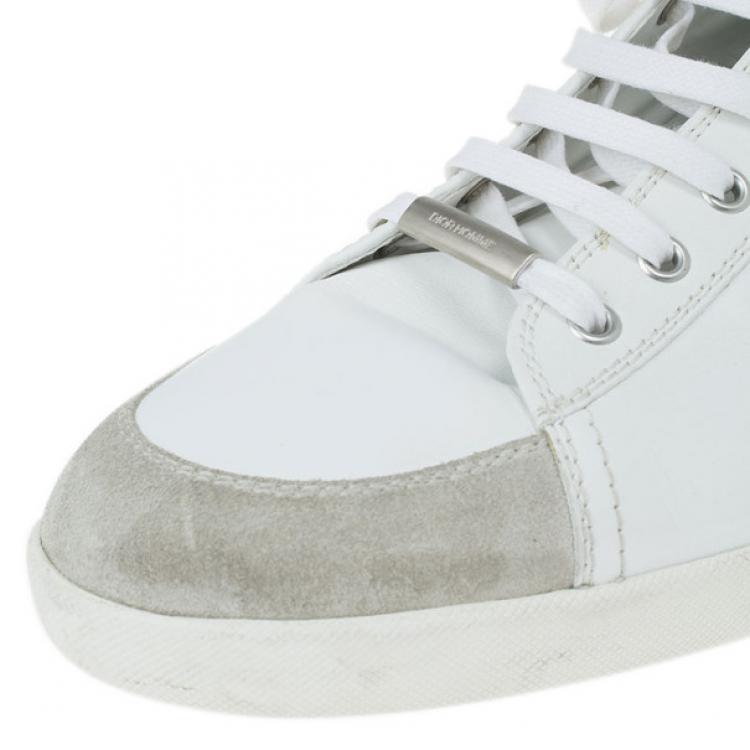 Pre Owned Dior Two-Tone Leather High Top Sneakers Size 43