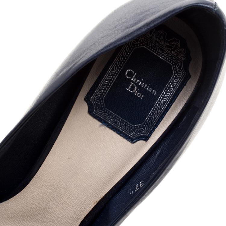 مملوكة مسبقًا Dior Navy Blue Leather Miss Dior Pumps Size 37.5