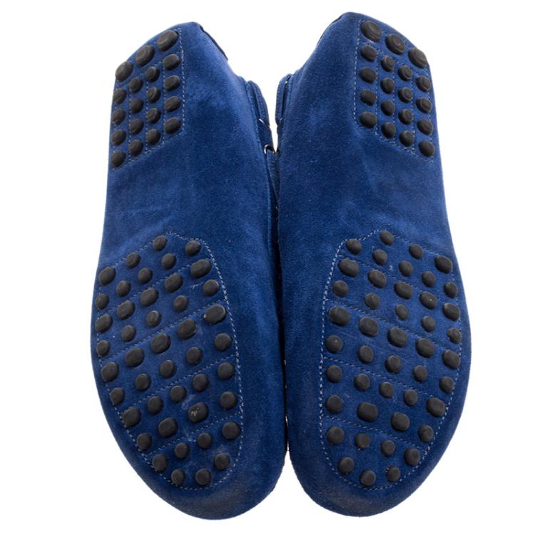 Pre Owned Dior Blue Suede Bow Loafers Size 38