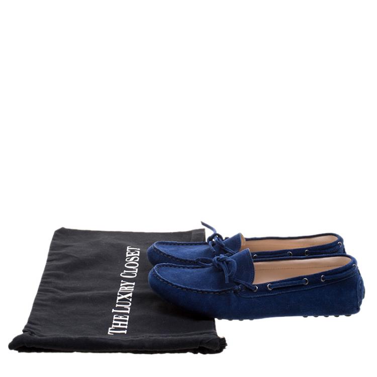 Pre Owned Dior Blue Suede Bow Loafers Size 38