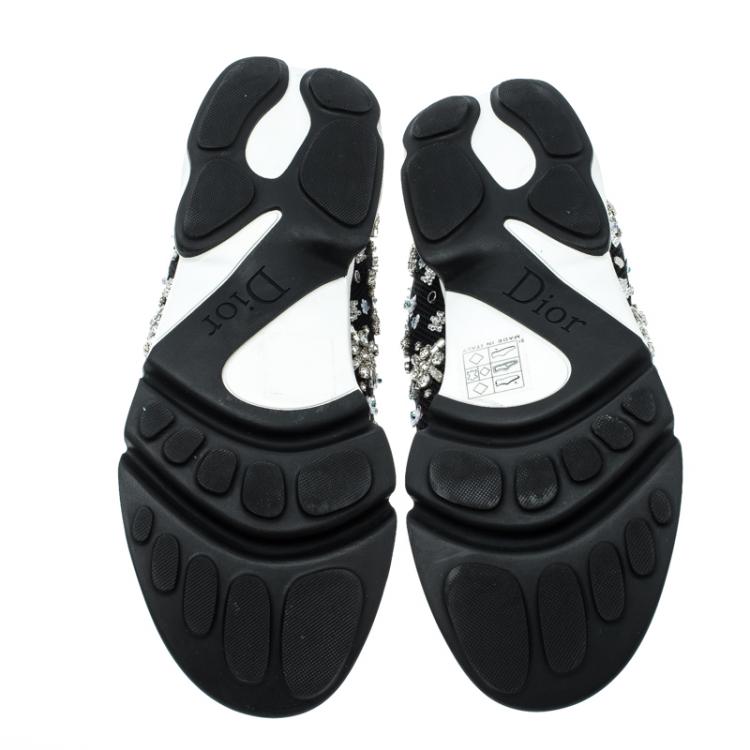 Pre Owned Dior Black Mesh Fusion Embellished Sneakers Size 36