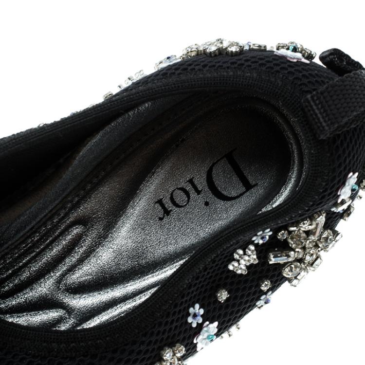 Pre Owned Dior Black Mesh Fusion Embellished Sneakers Size 36