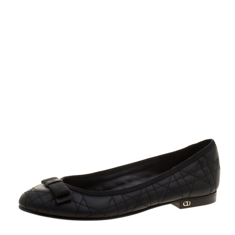 Pre Owned Christian Dior Black Quilted Cannage Leather My Dior Ballet Flats Size 36