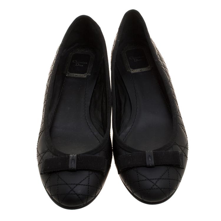 Pre Owned Christian Dior Black Quilted Cannage Leather My Dior Ballet Flats Size 36