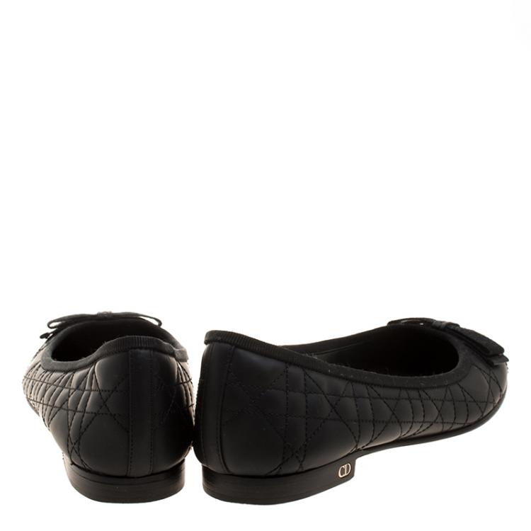 Pre Owned Christian Dior Black Quilted Cannage Leather My Dior Ballet Flats Size 36