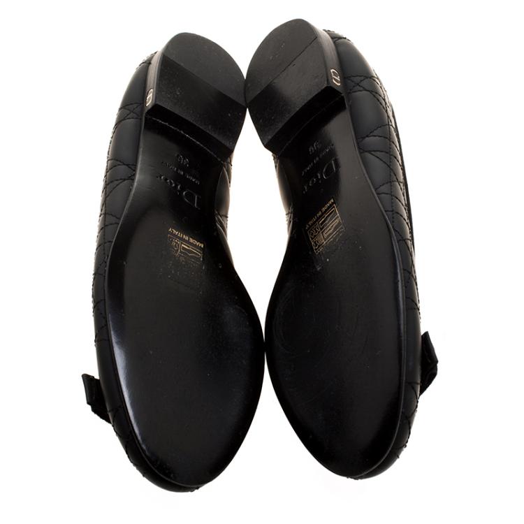 Pre Owned Christian Dior Black Quilted Cannage Leather My Dior Ballet Flats Size 36