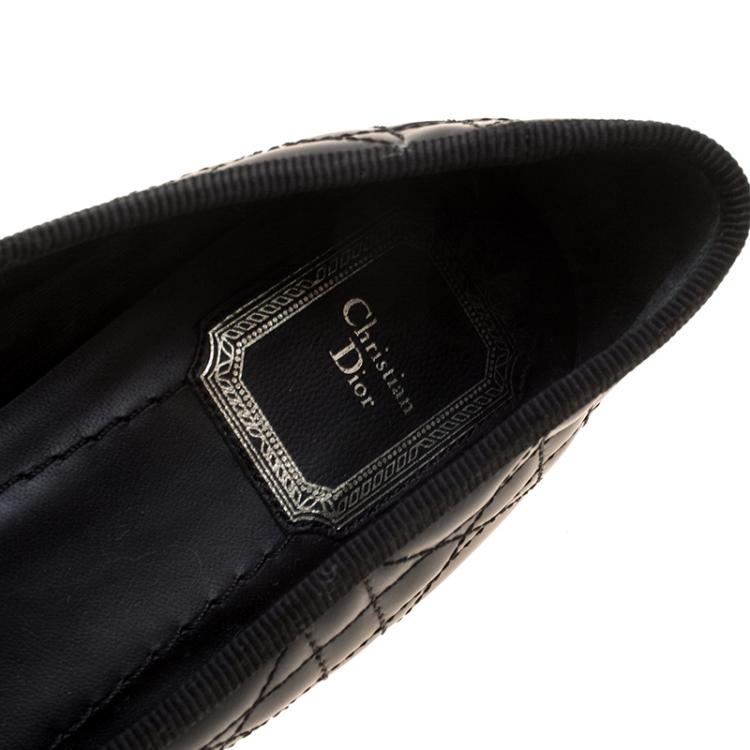 Pre Owned Christian Dior Black Quilted Cannage Leather My Dior Ballet Flats Size 36