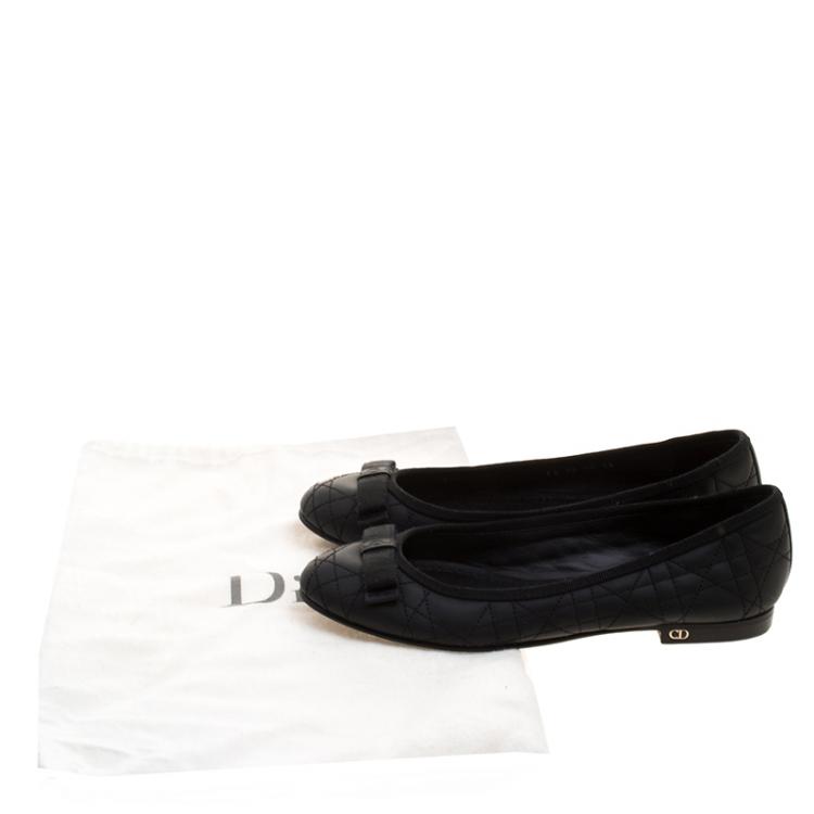 Pre Owned Christian Dior Black Quilted Cannage Leather My Dior Ballet Flats Size 36